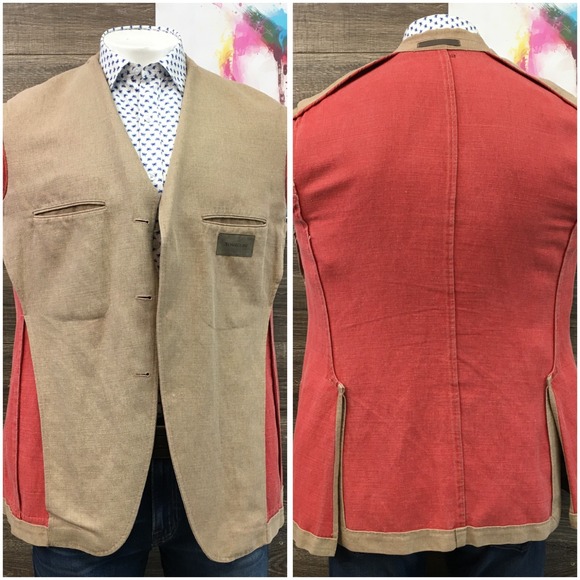 TOMBOLINI Mens Cotton Blazer Sport Coat Casual Jacket Size 42R Classic Suit - Picture 12 of 12